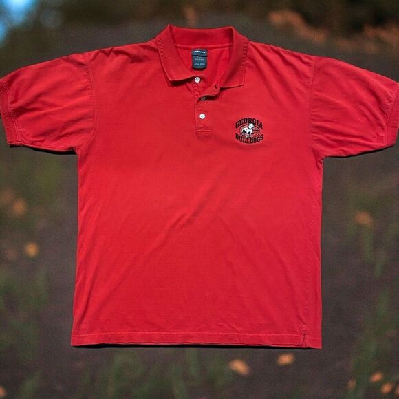Pro Edge UGA Georgia Bulldogs Cotton Red Black Embroidered Logo Polo Men's Large - Picture 1 of 9